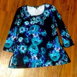 Slinky Brand dark floral shirt, extra small, like new